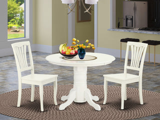 Shav3-Lwh-W 3Pc Round 42"Table And 2 Vertical Slatted Chairs