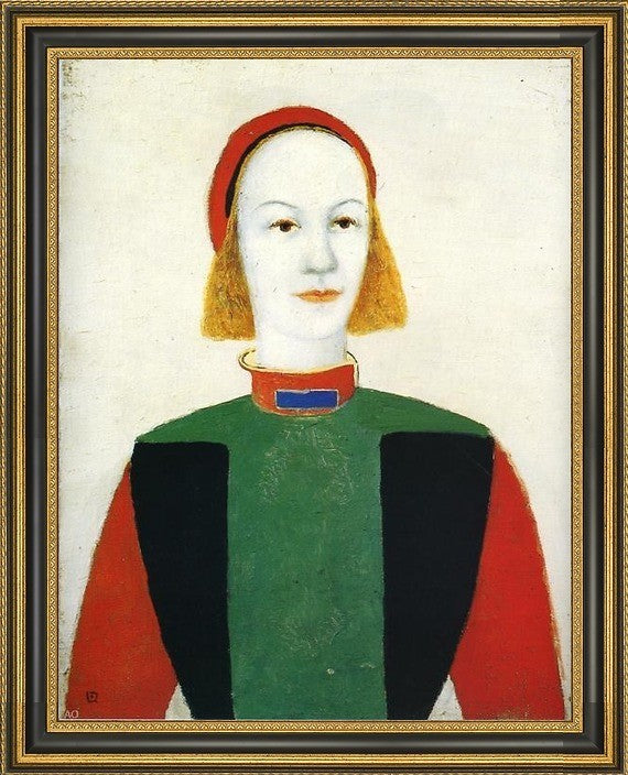 Kazimir Malevich Girl - 21" x 28" Framed Premium Canvas Print