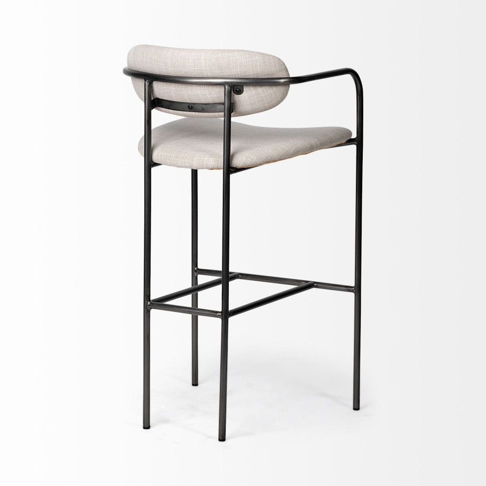 Parker Beige Fabric Seat with Dark Grey Metal Frame Bar Stool