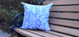Flower Bell Floral Decorative Outdoor Pillow, Blue, 20"