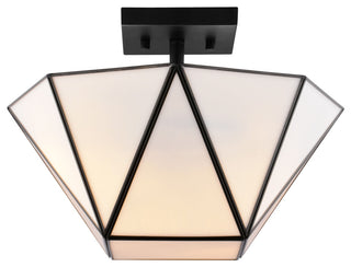 Burnett 2-Light Matte Black Mid-Century Modern Semi Flush Mount Ceiling Fixture, Matte Black
