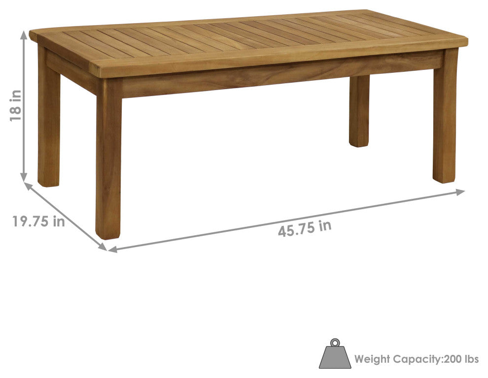 Sunndyaze Teak Wooden Outdoor Patio Coffee Table, Stain, 45" Table