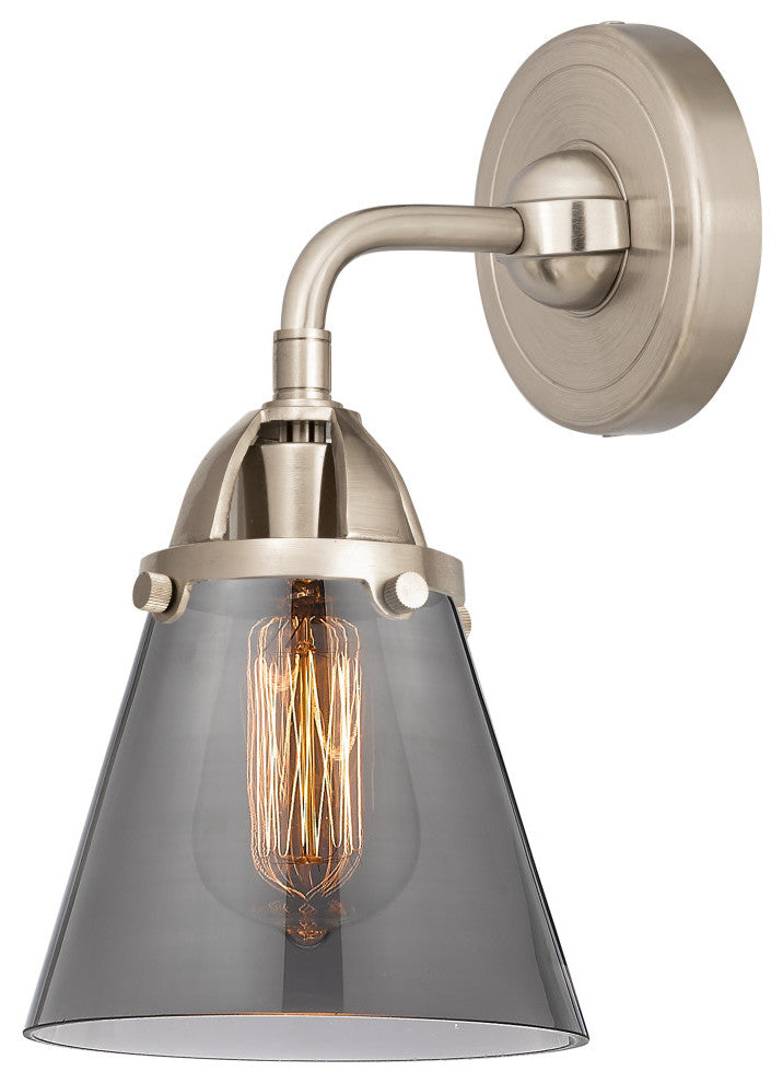 Small Cone Sconce, Brushed Satin Nickel, Plated Smoke, Plated Smoke