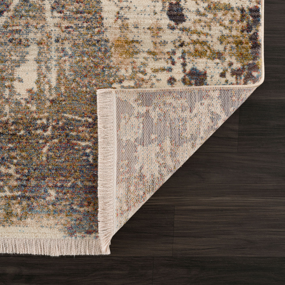 Distressed Modern Abstract Area Rug, 2' X 6'