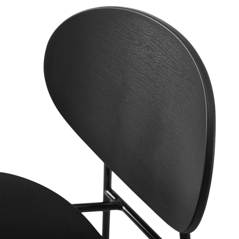 Side Dining Chair, Set of 2, Plastic, Metal, Black, Modern, Bistro Restaurant