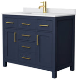 Beckett 42" Dark Blue Single Vanity, White Cultured Marble Top