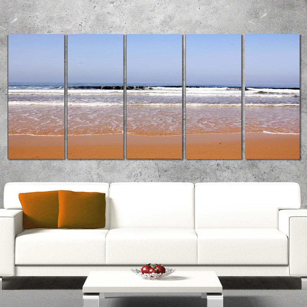 "Beautiful Sea And Beach Ashdod Israel" Seascape Wall Art, 5 Panels, 60"x28"