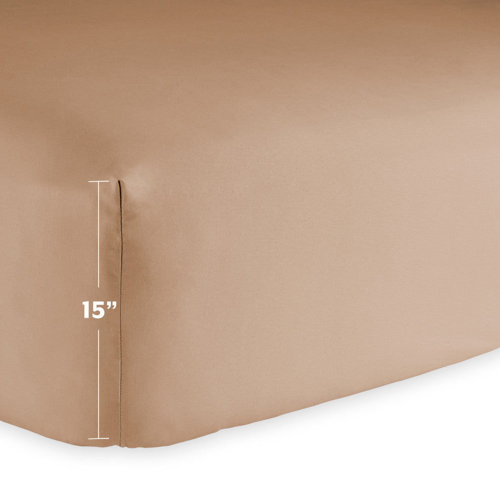 Bare Home 1800 Microfiber Sheet Set, Camel, Queen