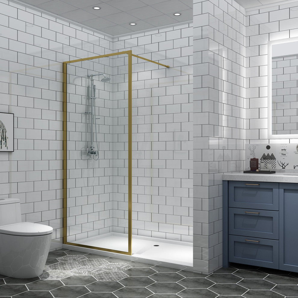 34 in. W x 74 in. H Framed Fixed Glass Panel Shower Door