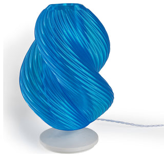 13.5" Coastal Plant-Based PLA 3D Printed Dimmable LED Table Lamp, Blue