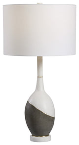 Uttermost Tanali Modern Table Lamp, White Marble/Charcoal, Gold Plated, 28465