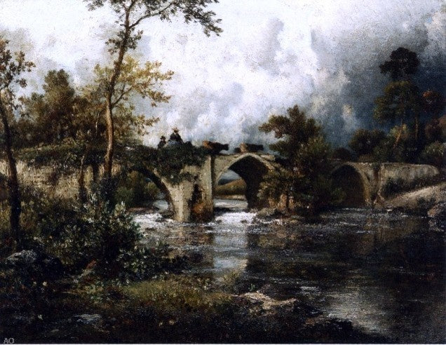 Jules Dupre The Old Bridge, 21"x28" Wall Decal