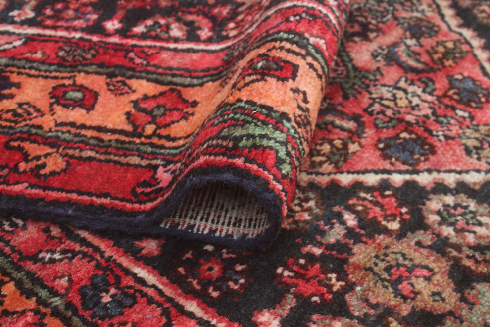 Fine Vintage Distressed Damilett Charcoal/Beige Runner, 3'4x14'1