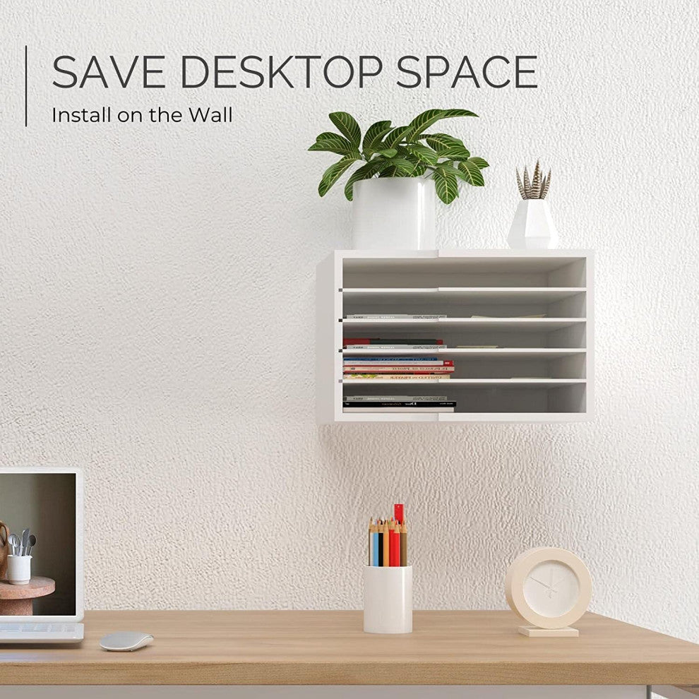 Welland Desktop File Sorter With 4 Adjustable Shelves For Home And Office