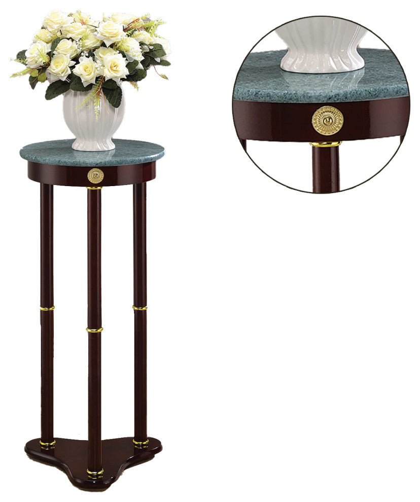 Round Marble Top Accent Table, Merlot