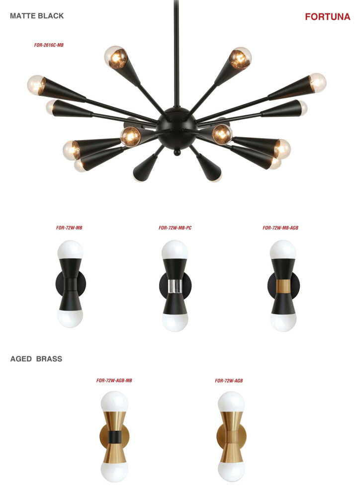 16 Light Incandescent Matte Black Chandelier