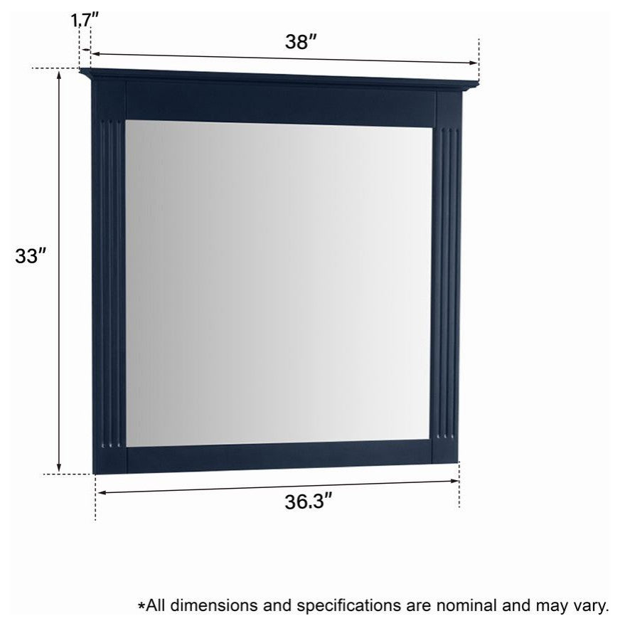 Solid Wood Bathroom Vanity Mirror for Wall Mounted, Navy Blue, 38x33