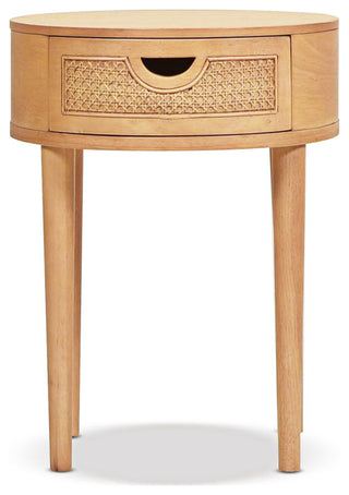 Cabana 18" Round Cane Rattan Storage Side Table, Natural Brown