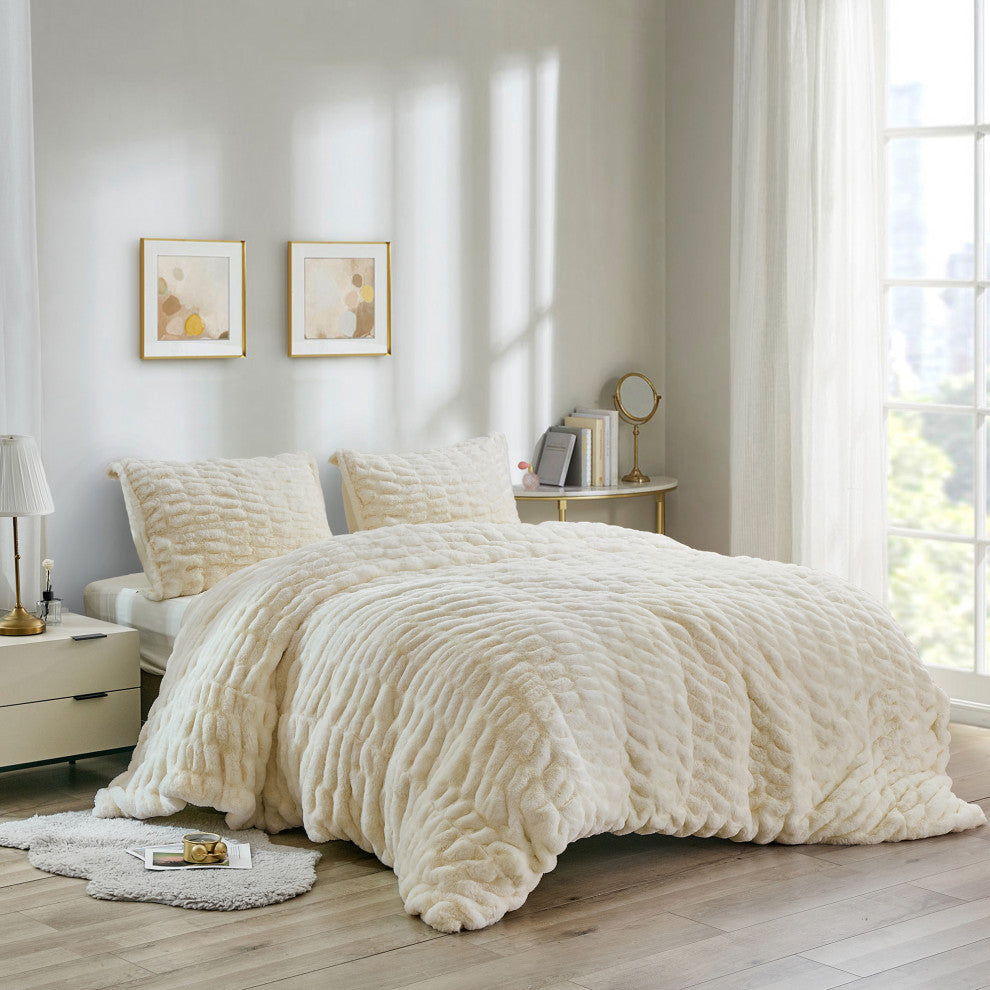 Home Soft Things 3 Piece Shar Pei Faux Fur Set, 92" X 90
