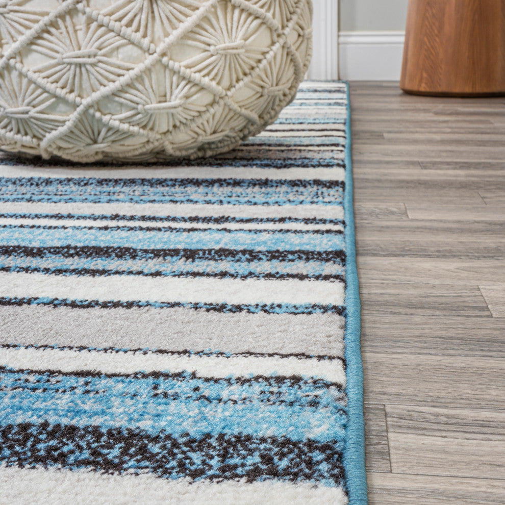 Magnolia Beach Strie' Striped Blue/Navy 8'x10' Area Rug