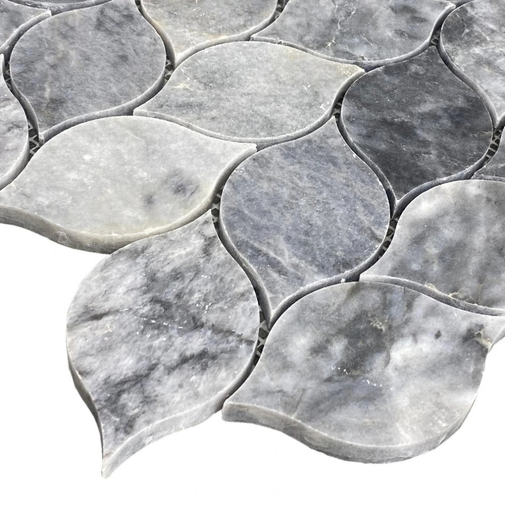 Luna Sky Marble Leaf on 12"x12" Mesh Mosaic Tile (10 sqft per box)