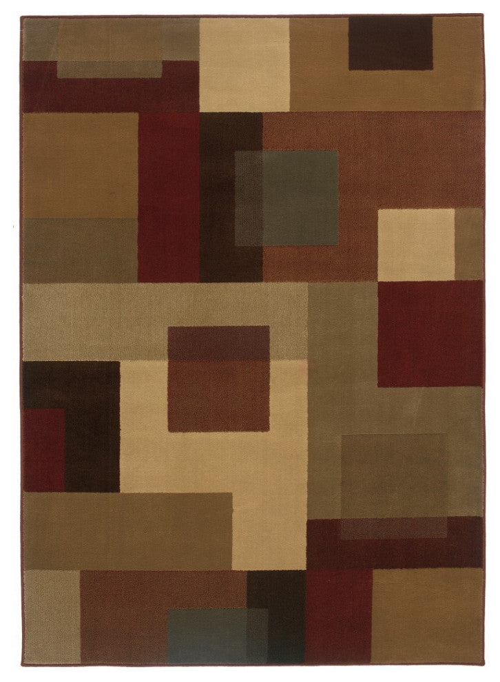 HomeRoots 8'x10' Red and Tan Geometric Indoor Jute Area Rug