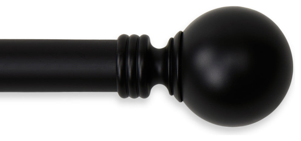 Globe Curtain Rod, Black, 120"-170"
