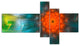 Multi Color Fractal Petals Dandelion, Floral Canvas Art Print, 60"x32", 5 panels