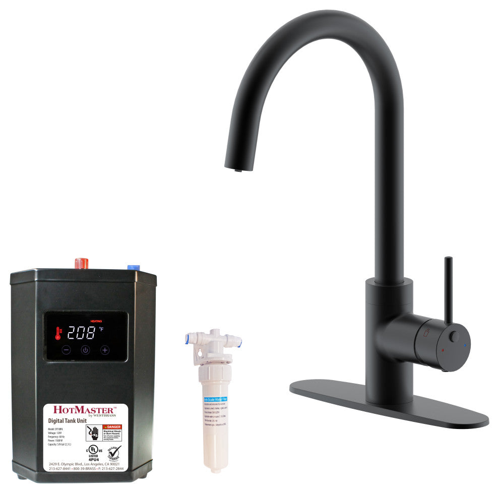 HotMaster 3 in 1 Instant Hot Kitchen Faucet with Tank, Matte Black