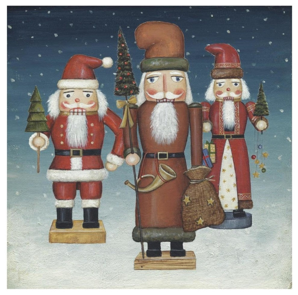 "Santa Nutcrackers Snow" Digital Paper Print by David Carter Brown, 32"x32"