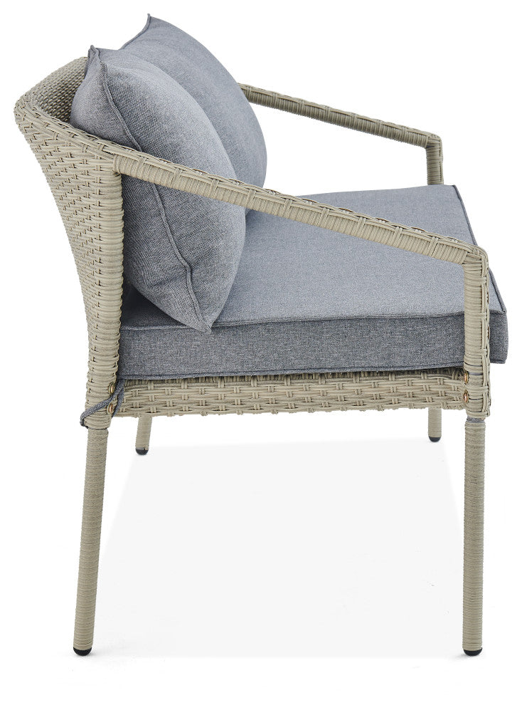Windham All-Weather Wicker 2-Seat Outdoor Bench With Cushions