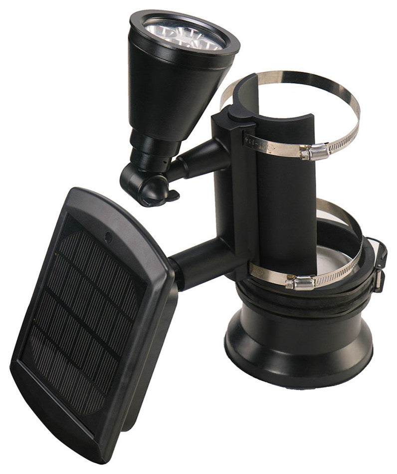 Black Outdoor Solar Powered 4-LED Flagpole Light