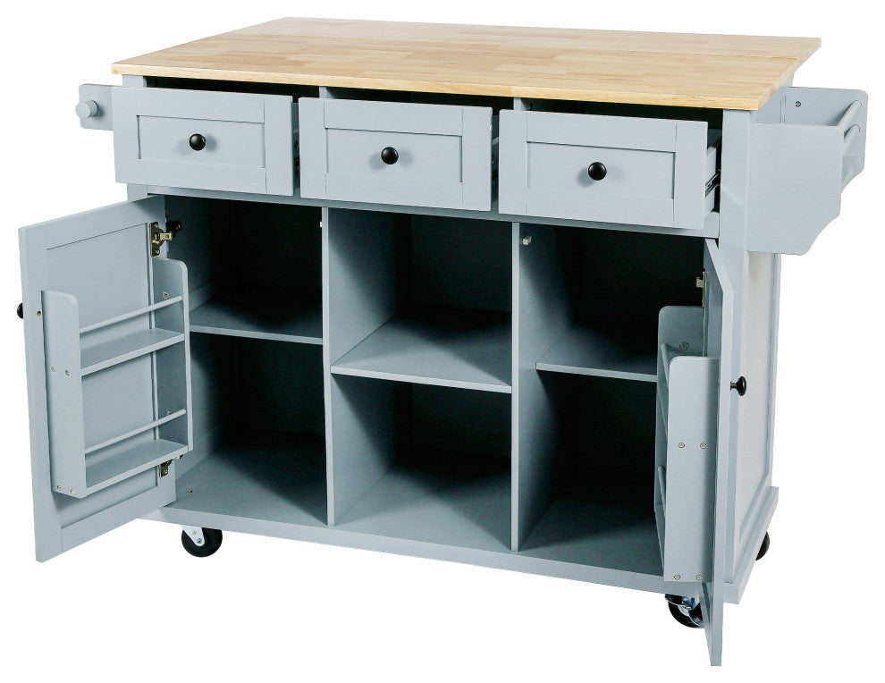 Black/Blue/White MDF Kitchen Cart Multifunctional, Storage Cabinet, Blue