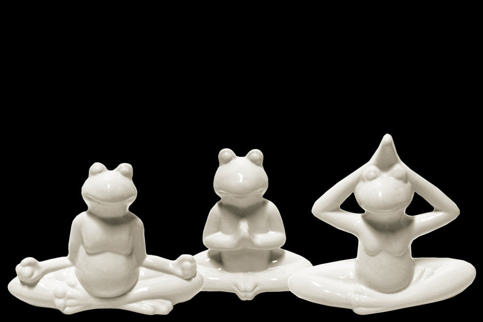Ceramic Figurines, 3-Piece Set, Gloss White