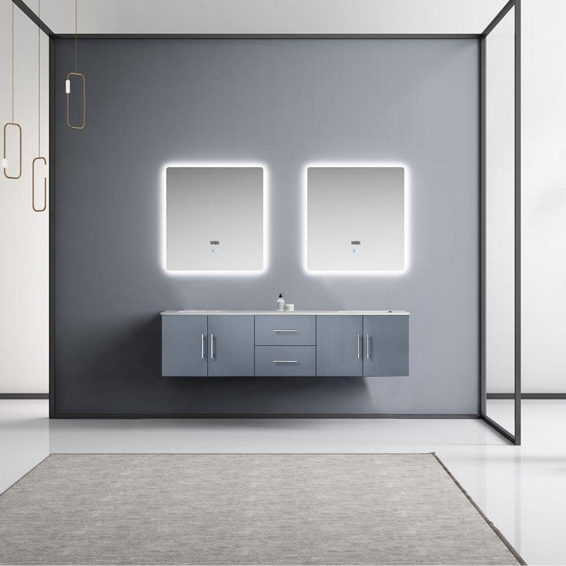 Geneva Transitional Dark Grey 72" Double Vanity with 30" Led Mirrors