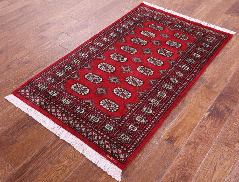 3' 1" X 5' 1" Hand Knotted Signed Silky Bokhara Wool Rug - Q13762