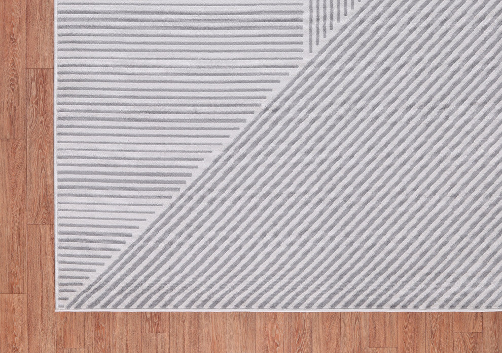 Low-Pile Faron Gray/Ivory Rug, Gray, 6'5"x9'5"