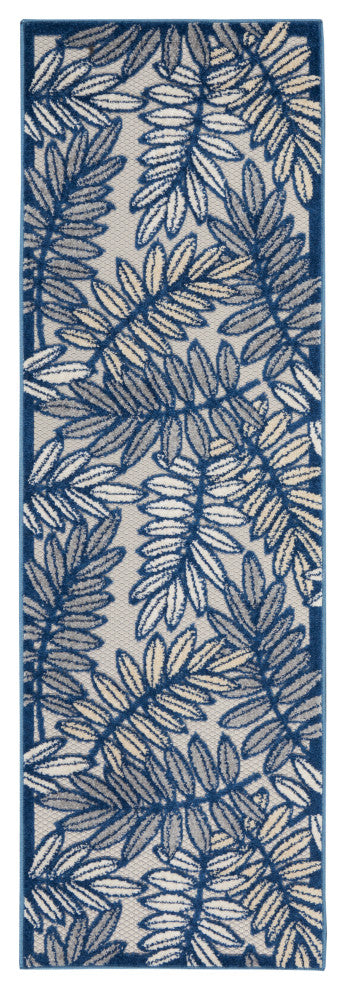 Nourison Aloha 2' x 6' Ivory/Navy Tropical Area Rug