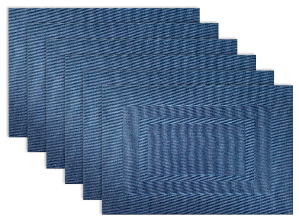 DII Nautical Blue PVC Doubleframe Placemat, Set of 6