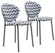 Set of Two Blue Black and White Arrow Design Dining or Side Chairs