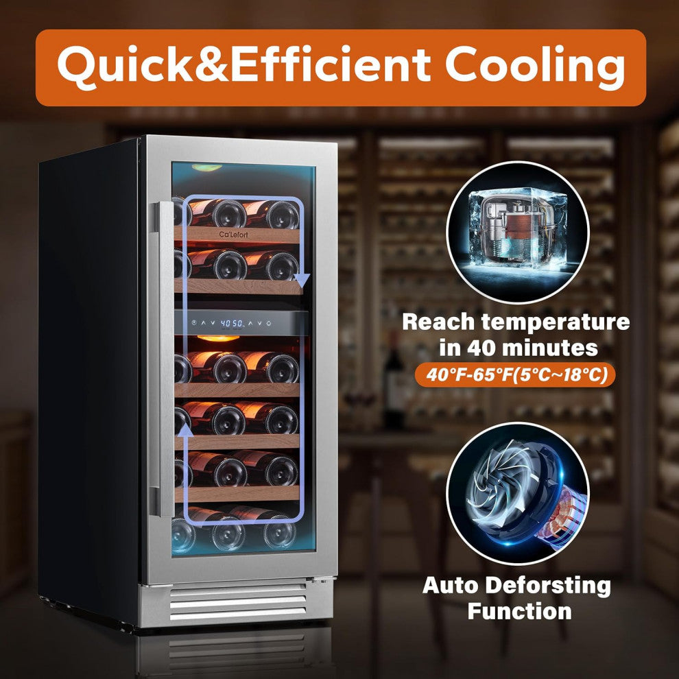Ca''Lefort 33 Bottles Built-In 15" Wine Fridge Dual Zone Refrigerator