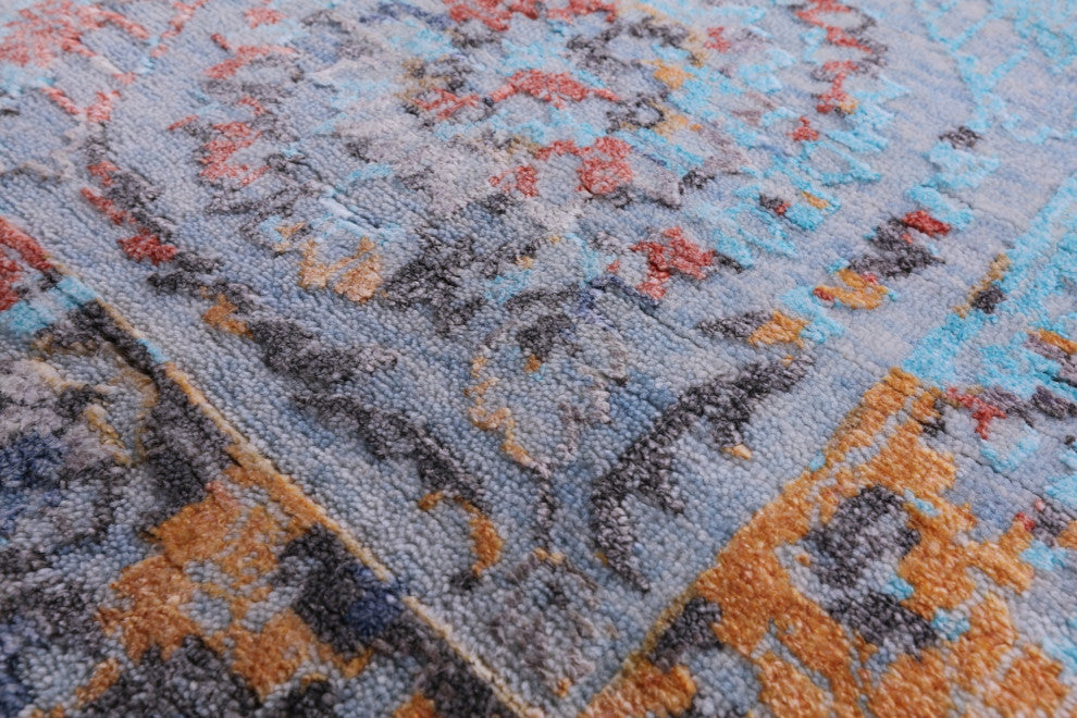 8' 11" X 12' 0" Persian Wool and Silk Hand Knotted Rug Q11787