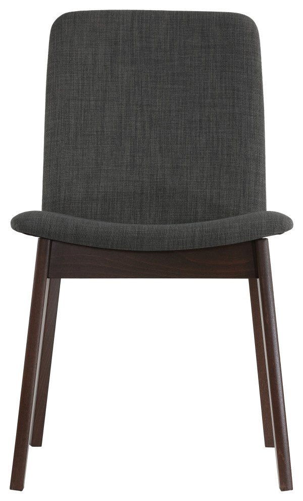 Cortesi Home Bjorn Dining Chair, Charcoal Fabric, Walnut Finish, Set of 2