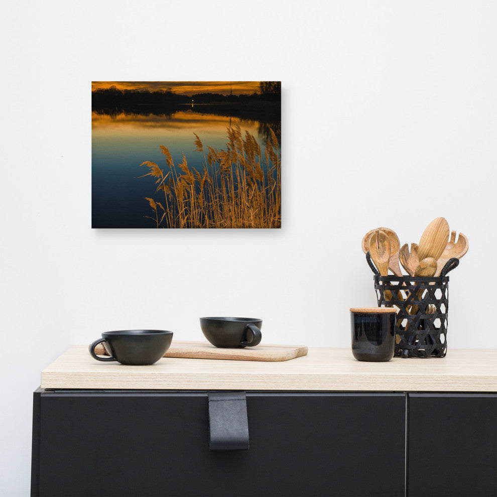 Rustic Canvas Wall Art: Sunset Reedy Point Landscape Print, 12" X 16"