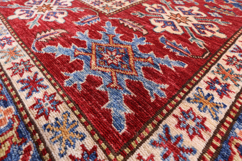 9' 1" X 12' 6" Super Kazak Hand-Knotted Wool Rug Q9507