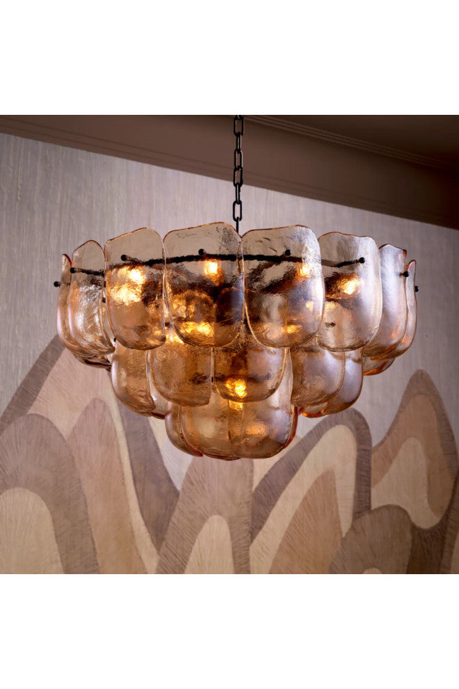 Glass Sheets Tiered Chandelier, Eichholtz Gustave, Champagne