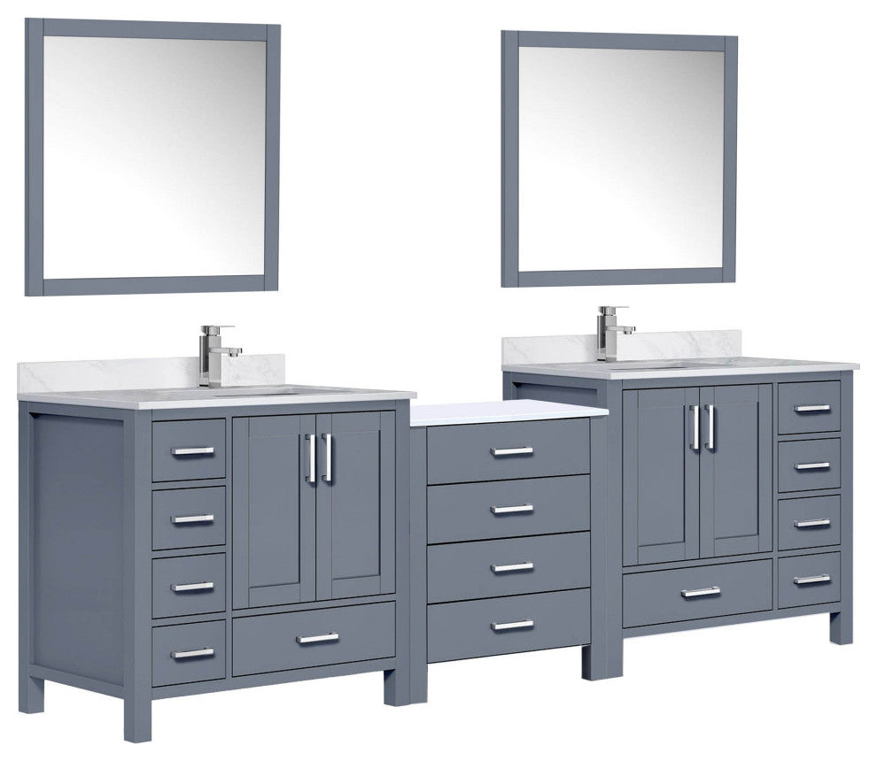 Lexora Coraline Double Bath Vanity Dark Gray 92 With Countertop, Faucet & Mirror
