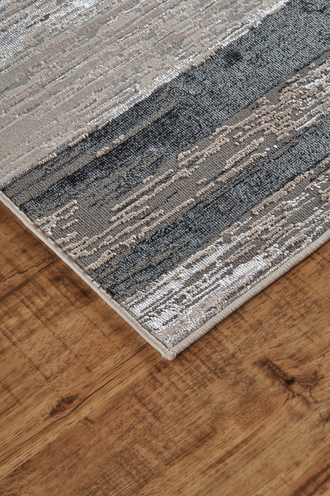 Orin R3338 Modern/Industrial Rug, Black/Silver, 13'x20'