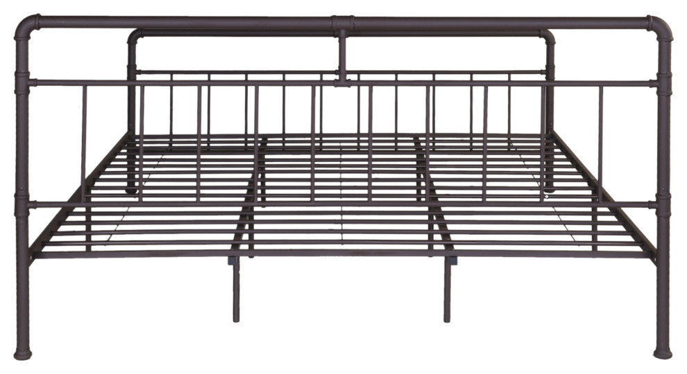 GDF Studio Sally Industrial King Iron Bed Frame, Hammered Copper