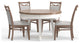 48" Round Extendable Dining Table and 4 Upholstered Chairs